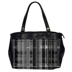 Black Punk Plaid Oversize Office Handbag (2 Sides) by SpinnyChairDesigns