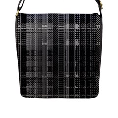 Black Punk Plaid Flap Closure Messenger Bag (l) by SpinnyChairDesigns