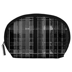 Black Punk Plaid Accessory Pouch (large) by SpinnyChairDesigns