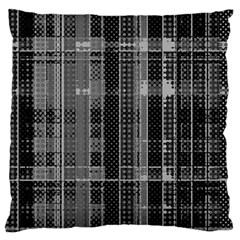 Black Punk Plaid Large Flano Cushion Case (one Side) by SpinnyChairDesigns