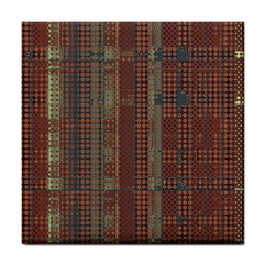 Rust Brown Grunge Plaid Tile Coaster by SpinnyChairDesigns