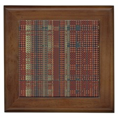 Rust Brown Grunge Plaid Framed Tile by SpinnyChairDesigns