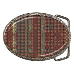 Rust Brown Grunge Plaid Belt Buckles by SpinnyChairDesigns