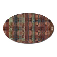 Rust Brown Grunge Plaid Oval Magnet by SpinnyChairDesigns