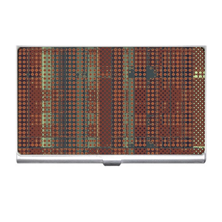 Rust Brown Grunge Plaid Business Card Holder