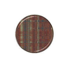 Rust Brown Grunge Plaid Hat Clip Ball Marker by SpinnyChairDesigns