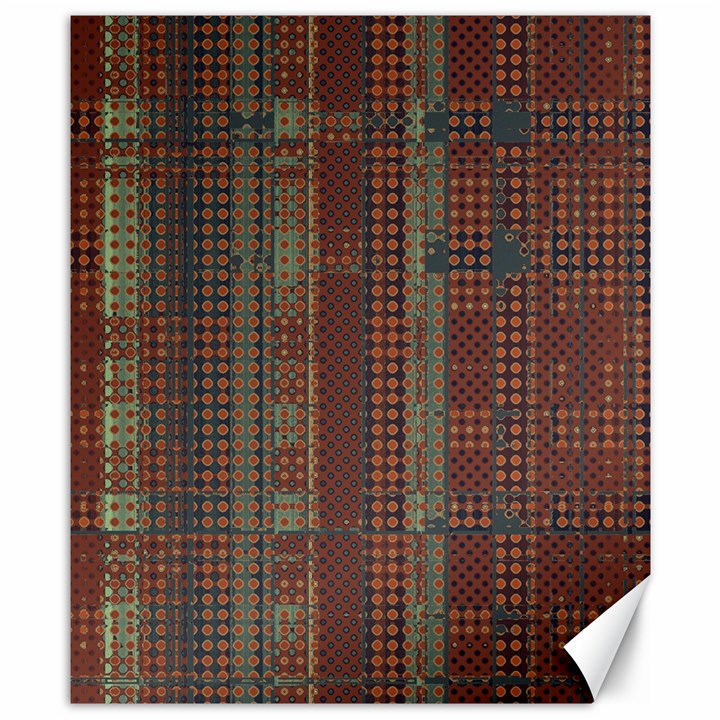 Rust Brown Grunge Plaid Canvas 8  x 10 