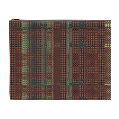 Rust Brown Grunge Plaid Cosmetic Bag (xl) by SpinnyChairDesigns