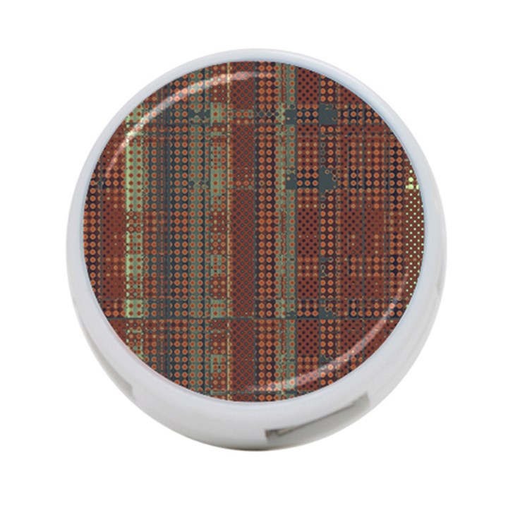 Rust Brown Grunge Plaid 4-Port USB Hub (One Side)