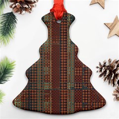 Rust Brown Grunge Plaid Ornament (christmas Tree) 