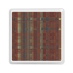 Rust Brown Grunge Plaid Memory Card Reader (Square) Front