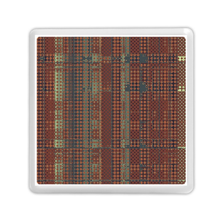 Rust Brown Grunge Plaid Memory Card Reader (Square)