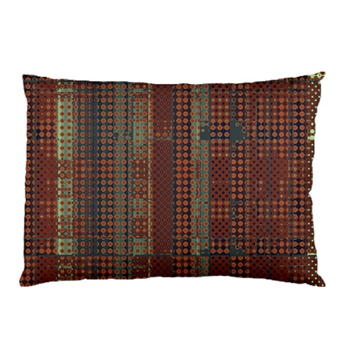 Rust Brown Grunge Plaid Pillow Case (Two Sides)