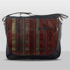 Rust Brown Grunge Plaid Messenger Bag by SpinnyChairDesigns