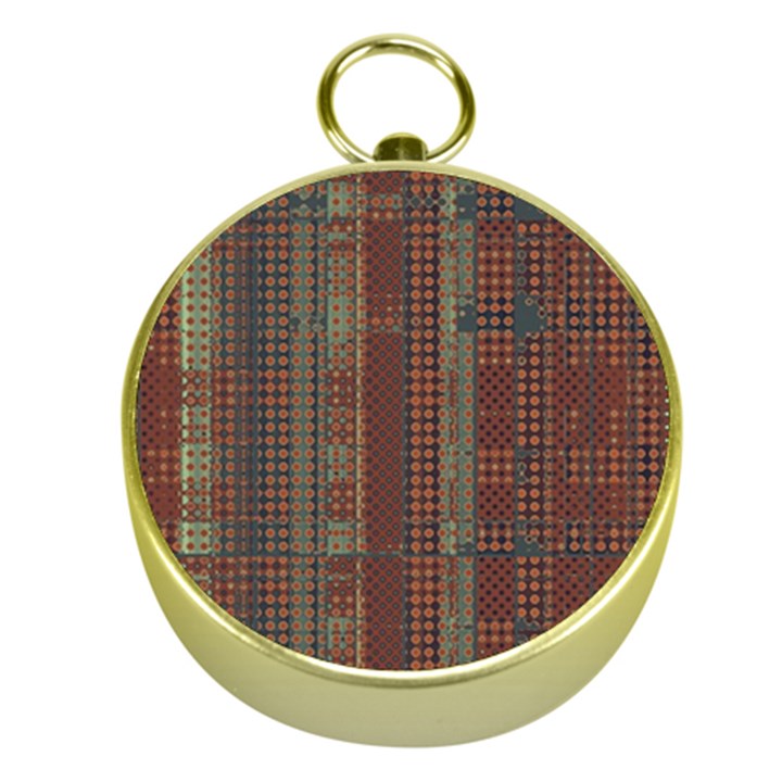 Rust Brown Grunge Plaid Gold Compasses