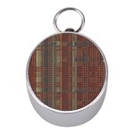 Rust Brown Grunge Plaid Mini Silver Compasses Front