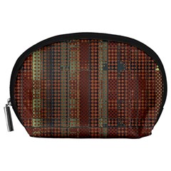 Rust Brown Grunge Plaid Accessory Pouch (large) by SpinnyChairDesigns