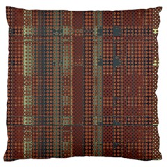 Rust Brown Grunge Plaid Large Flano Cushion Case (two Sides) by SpinnyChairDesigns