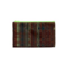 Rust Brown Grunge Plaid Cosmetic Bag (xs) by SpinnyChairDesigns