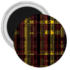 Red Yellow Black Punk Plaid 3  Magnets by SpinnyChairDesigns