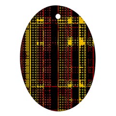 Red Yellow Black Punk Plaid Ornament (oval)