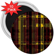 Red Yellow Black Punk Plaid 3  Magnets (10 Pack)  by SpinnyChairDesigns