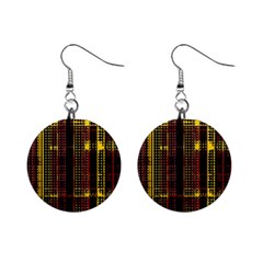 Red Yellow Black Punk Plaid Mini Button Earrings by SpinnyChairDesigns