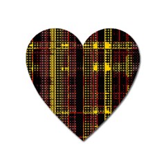 Red Yellow Black Punk Plaid Heart Magnet by SpinnyChairDesigns