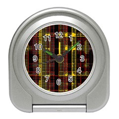 Red Yellow Black Punk Plaid Travel Alarm Clock by SpinnyChairDesigns