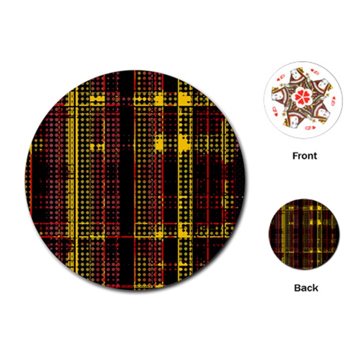 Red Yellow Black Punk Plaid Playing Cards Single Design (Round)