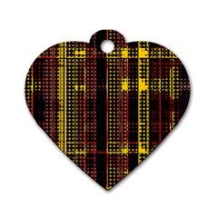 Red Yellow Black Punk Plaid Dog Tag Heart (one Side) by SpinnyChairDesigns