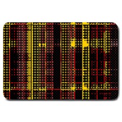 Red Yellow Black Punk Plaid Large Doormat  by SpinnyChairDesigns