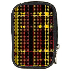 Red Yellow Black Punk Plaid Compact Camera Leather Case by SpinnyChairDesigns