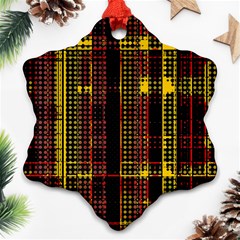 Red Yellow Black Punk Plaid Snowflake Ornament (two Sides)