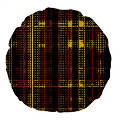 Red Yellow Black Punk Plaid Large 18  Premium Flano Round Cushions by SpinnyChairDesigns