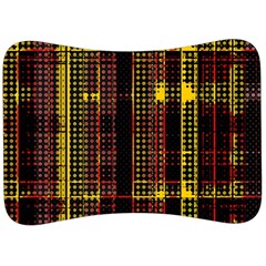 Red Yellow Black Punk Plaid Velour Seat Head Rest Cushion by SpinnyChairDesigns