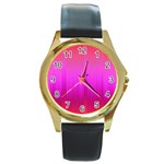 Fuchsia Ombre Color  Round Gold Metal Watch Front