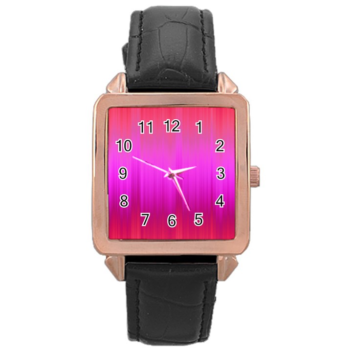 Fuchsia Ombre Color  Rose Gold Leather Watch 