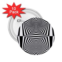 Black And White Stripes 2 25  Buttons (10 Pack)  by SpinnyChairDesigns