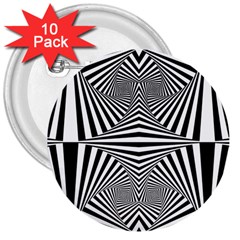 Black And White Stripes 3  Buttons (10 Pack)  by SpinnyChairDesigns