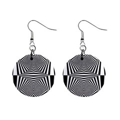 Black And White Stripes Mini Button Earrings by SpinnyChairDesigns