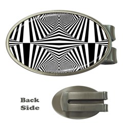 Black And White Stripes Money Clips (oval)  by SpinnyChairDesigns