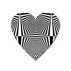 Black And White Stripes Heart Magnet by SpinnyChairDesigns