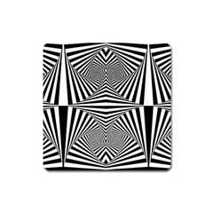 Black And White Stripes Square Magnet by SpinnyChairDesigns