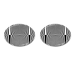 Black And White Stripes Cufflinks (oval) by SpinnyChairDesigns