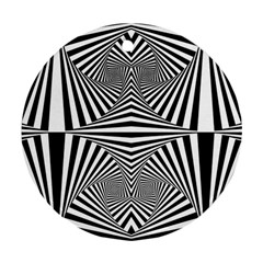 Black And White Stripes Round Ornament (two Sides) by SpinnyChairDesigns