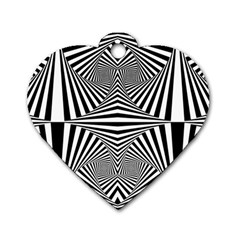 Black And White Stripes Dog Tag Heart (one Side) by SpinnyChairDesigns