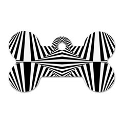 Black And White Stripes Dog Tag Bone (one Side) by SpinnyChairDesigns