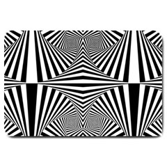 Black And White Stripes Large Doormat  by SpinnyChairDesigns