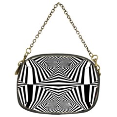 Black And White Stripes Chain Purse (one Side) by SpinnyChairDesigns